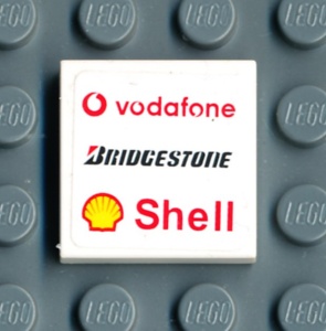 3068bpb0322-1G Tegel 2x2 Shell, Bridgestone en Vodafone (Sticker) wit gebruikt *5T05-09