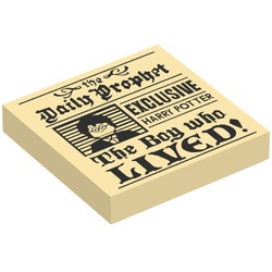3068bpb1156-2 Tegel 2x2 The daily HARRY POTTER- The boyv who lived crème NIEUW *
