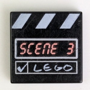 3068px5-11G Tegel 2x2 Filmbord Scene 3 en lego zwart gebruikt *5T05-33