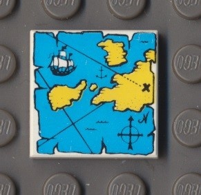 3068px9-1 Tegel 2x2 Landkaart blauw met geel land wit NIEUW *0D008