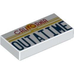 3069bpb0288-1 Tegel 1x2 met 'CALIFORNIA' en 'OUTATIME' wit NIEUW *