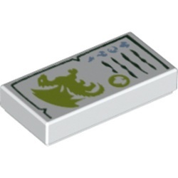 3069bpb0472-1 Tegel 1x2 met lime draak wit NIEUW *