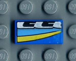 3069bpx56-7G Tegel 1x2 strepen LINKS blauw gebruikt *5T02-17