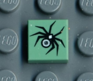 3070bpb01-48 Tegel 1x1 met opdruk spin groen, zandkleurig NIEUW *