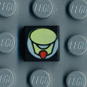 3070bpx1-11G Tegel 1x1 met lime ovaal zwart gebruikt *5T01-05