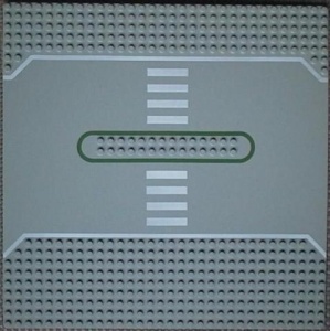 309px2-9G Wegenplaat 32x32 recht servicestation (2 noppen tussen wegen) lichtgrijs (klassiek) gebruikt *3K000