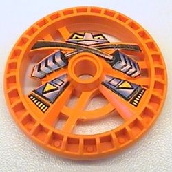32349pb01-4G Technic Disk 5x5 met Ninja RoboRider Talisman Wheel patroon oranje gebruikt *5S044