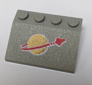 3297p90-9GB Dakpan bedrukt 33 3x4 met Classic Space Logo VERKLEURD!! lichtgrijs (klassiek) gebruikt *5R000