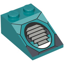 3298px1-39G Dakpan bedrukt 33 3x2 met luchtrooster turquoise, donker gebruikt *5R000