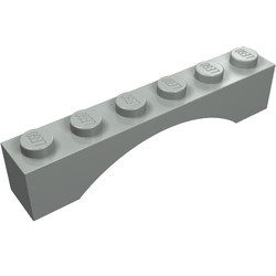 3455-9 Steen, boog 1x6x1 (niet-verhoogd zie ook 92950) lichtgrijs (klassiek) NIEUW *1B386
