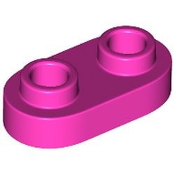 35480-47 Platte plaat 1x2 ovaal/afgerond beide kanten roze, donker NIEUW *1B351