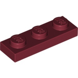 3623-59 Platte plaat 1x3 rood, donker NIEUW *1B171