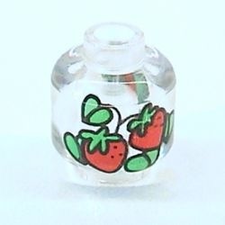 3626px85-12 Hoofd met aardbeien en blaadjes transparant NIEUW *0B0000