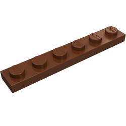 3666-88G Platte plaat 1x6 bruin, roodachtig gebruikt *1B371