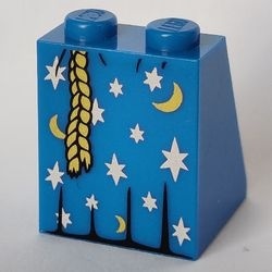 3678bpb078-7 Dakpan bedrukt 65 2x2x2 Rok met maan en sterren (col12-1/col179) blauw NIEUW *0K000