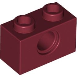 3700-59 Technic, steen 1x2 met gat rood, donker NIEUW *