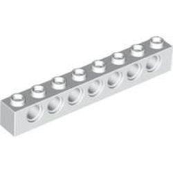 3702-1 Technic, steen 1x8 met 7 gaten wit NIEUW *