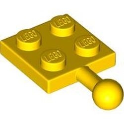 3729-3G Platte plaat 2x2 met trekhaak geel gebruikt *0B009