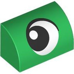 37352pb034-6 Dakpan gebogen 1x2 met rechtskijkend oog groen NIEUW *