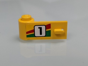 3822pb06-3G Autodeur 1x3x1 links rood/groene steep en nummer geel gebruikt *1B393