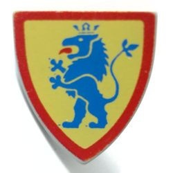3846p4g-9G Schild Staande blauwe leeuw op gele achtergrond lichtgrijs (klassiek) gebruikt *0L0000