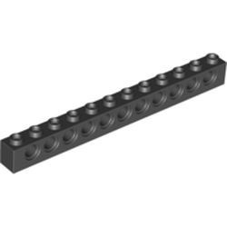 3895-11G Technic, steen 1x12 met 11 gaten zwart gebruikt *1D057