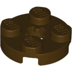 4032-120 Platte plaat 2x2 rond bruin, donker NIEUW *1B209