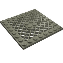 4151-10G Platte plaat 8x8 met rooster ZONDER gat in midden donker, grijs (klassiek) gebruikt *3D0000