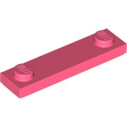 41740-220 Platte plaat 1x4 twee noppen buitenkant groef rood, koraal NIEUW *1B350