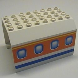 42604px2-1G Vliegtuigromp hoekige top 6x8x4 metn ramen en blauwe, oranje en gele strepen (PAKKETPOST) wit gebruikt *
