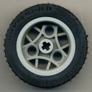 44292c02-9 Wiel 30.4mmx20mm met 3 pingaten en band 43.2x22 ZR (44292/44309) lichtgrijs (klassiek) NIEUW *5W000