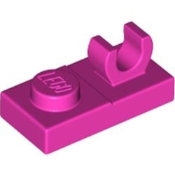 44861-47 Platte plaat 1x2 met clip OP plaat roze, donker NIEUW *1B290