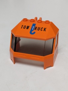 45406pb002-4Gb Ruit 4x6x4 met Tow Truck patroon MET trans. Bruin glas (PAKKETZENDING) oranje gebruikt *5S046