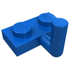 4623-7G Platte plaat 1x2 met haak bovenop blauw gebruikt *0L0000