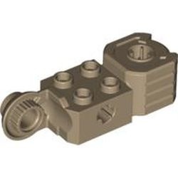 47431-69G Technic, steen 2x2 met asgat, vuist en rotatie Joint ball crème,donker gebruikt *
