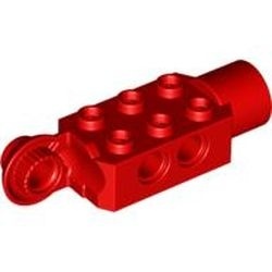 47432-5G Technic, steen 2x3 met gat and Rotation Joint Ball Half vericaal, rotation join socket rood gebruikt *