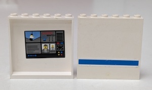 59349pb038-1G Paneel 1x6x5 met 4 surveillance schermen en blauwe streep (Stickers) - Set 7288 wit gebruikt *5P0000
