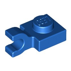 6019-7 Platte plaat 1x1 met horizontale clip blauw NIEUW *1B287