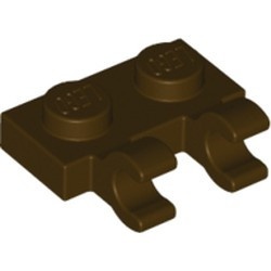 60470-120 Platte plaat 1x2 met TWEE horizontale clips bruin, donker NIEUW *1B291