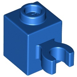 60475-7 Steen 1x1 met clip verticaal (open OF dichte nop) blauw NIEUW *1B031