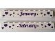 6111pb015-1 Steen 1x10 KALENDER:"January" andere kant "February" wit NIEUW *0K0000