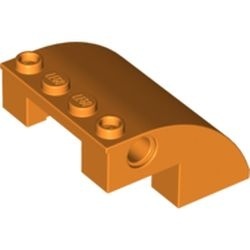 61487-4G Dakpan afgerond 4x4x2 met 4 noppen en pingaten oranje gebruikt *1D030