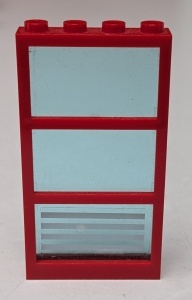 6160c03pb12-5G Raam 1x4x6 Frame met 3 vakken VASTE ruit lichtblauw 4 witte strepen (Sticker) rood gebruikt *5S002