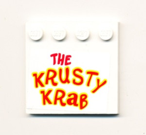 6179pb010-1G Tegel 4x4 met noppen zijkant met THE KRUSTY KRAB (Sticker) wit gebruikt *5T11-01