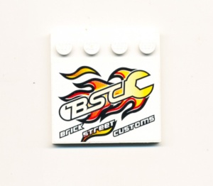 6179pb028-1G Tegel 4x4 met noppen zijkant met BSC en BRICK STREET CUSTOMS (Sticker) wit gebruikt *5T11-02