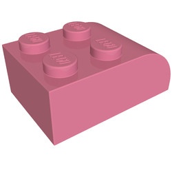 6215-47G Steen 2x3 afgeronde top 4 noppen roze, donker gebruikt *
