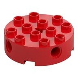 6222-5G Steen, rond 4x4 met gaten rood gebruikt *1R018