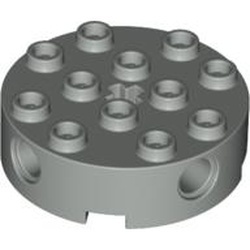 6222-9 Steen, rond 4x4 met gaten lichtgrijs (klassiek) NIEUW *5D000