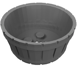 64951-77 Vat groot, HALF met asgat in bodem grijs, donkerparel NIEUW *5K000