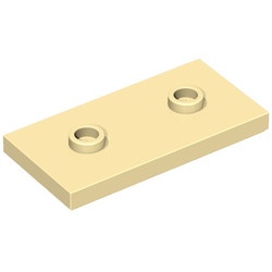 65509-2 Platte plaat 2x4 - 2 centrale noppen crème NIEUW *5C006